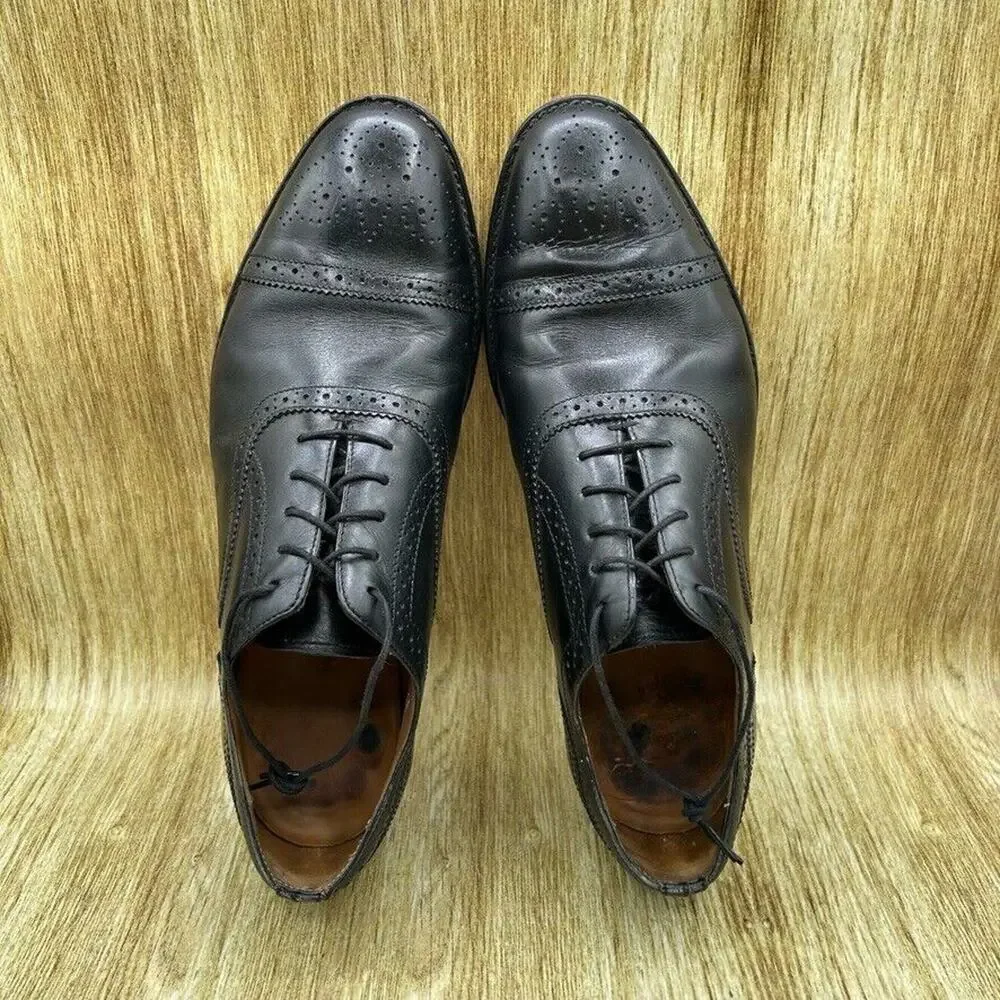 TM Lewin‎ Saint James Men's Size 10 Black Leather Oxford Cap Toe Dress Shoes
